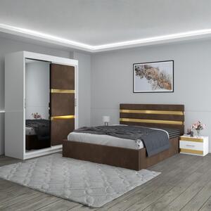 Dormitor Clio Maro Cu Dulap Tapitat 160x200