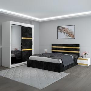 Dormitor Clio Negru Cu Dulap Tapitat 160x200