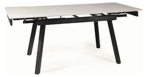 Masa extensibila JOHN, crem cu efect de marmura/negru mat, ceramica/me
