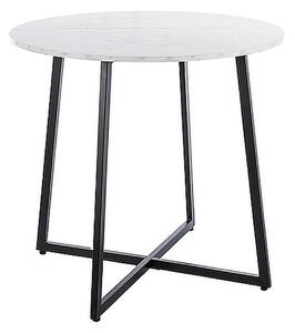 Masa LUNA, alb cu efect de marmura, PAL/metal, 90x76 cm