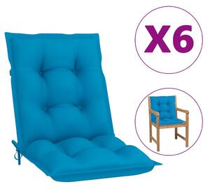 Perne pentru scaun de grădină, 6 buc., albastru, 100x50x7 cm