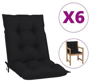Perne pentru scaun de grădină, 6 buc., negru, 100 x 50 x 7 cm
