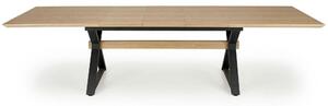 Masa extensibila HENRY, stejar/negru, furnir/metal, 180/300x100x75 cm