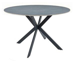 Masa rotunda TALIA, gri cu efect de marmura/negru mat, ceramica/metal