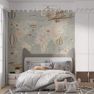 Tapet Hartă cu imagini, Fototapet Pentru Copii, u36066d1 : Uwalls.ro