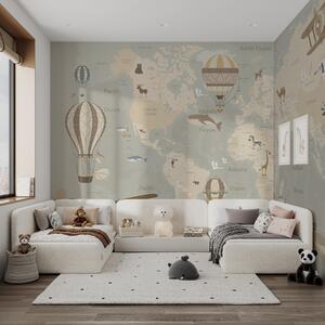 Tapet Hartă cu imagini, Fototapet Pentru Copii, u36066d2 : Uwalls.ro