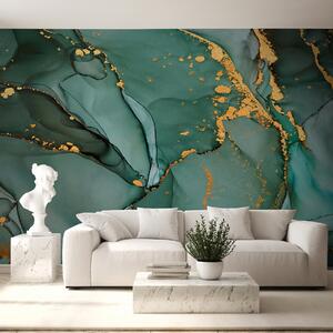 Tapet Marmură Onyx de lux cu crăpături metalice, Fototapet Abstract, u50235d2 : Uwalls.ro