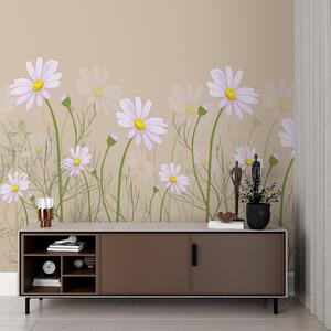 Tapet margarete mari pe un fundal bej, Fototapet Flori, w00802 : Uwalls.ro