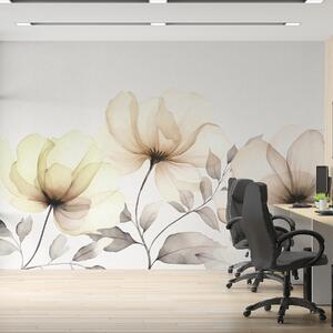 Tapet flori mari de acuarelă bej, Fototapet Acuarelă, w07956v2 : Uwalls.ro