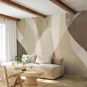 Tapet Curbe moi în tonuri atenuate, cu linii fluide și gradiente bej, minimalist și modern, Fototapet Designer, w01334v1 : Uwalls.ro