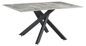 Masa ZENOS, gri cu efect de marmura/negru, ceramica/metal, 160x90x75 c