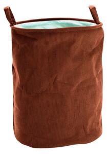 Coș de rufe pliabil, textil, rotund, 38x38x50 cm, culoare maro