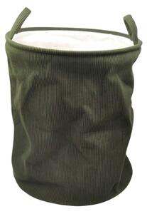 Coș de rufe pliabil, textil, rotund, 38x38x50 cm, culoare kaki