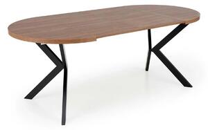 Masa extensibila PERONI, nuc/negru, PAL furniruit /otel, 100/250x100x7