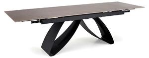 Masa extensibila HILARIO, nuc/negru, piatra sinterizata/otel, 180/260x