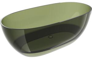 Mexen Pure, cadă de baie independentă transparentă 170×80 cm, verde, sifon cromat, 58071708001