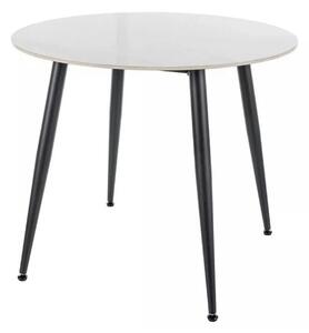 Masa RION, alb cu efect de marmura/negru, ceramica/metal, 90x90x76 cm