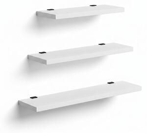 Raft de perete Leila, 3 Piese, Gri - Alb, 50x14 cm