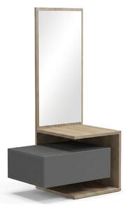 Cuier cu oglinda Kendi, Sonoma-Antracit, 49x31x90 cm