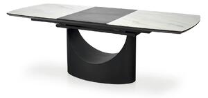 Masa extensibila OSMAN, alb efect marmura/negru, ceramica/metal, 160/2