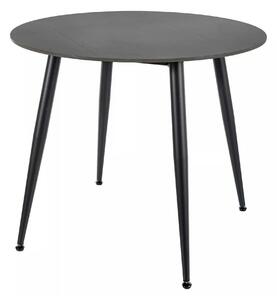 Masa RION, negru mat cu efect de marmura, ceramica/metal, 90x90x76 cm