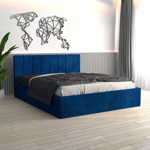 Pat Sorin Tapitat din Catifea cu Saltea 160x200 cm 20cm grosime Albastru