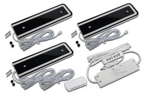 Hera Lampă LED sub dulap U-Pad F, set de 3 3,000K negru Senzor, reglabil, Negru, Bucătărie, Aluminiu, Modern