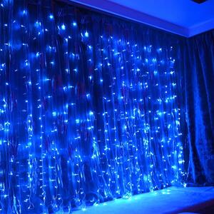 Instalatie de Craciun, perdea luminoasa 3 x 6 metri, fir gros, pentru fatade, albastru