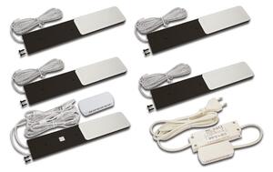 Hera LED lampă sub dulap S-Pad F set de 5 negru 3.000 K dimabil, reglabil, Negru, Bucătărie, Aluminiu, Modern