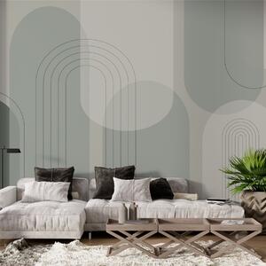 Tapet Geometrie minimalistă și boho în tonuri de verde, Fototapet Abstract, w01920 : Uwalls.ro