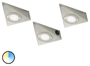 Evotec Lumină triunghiulară cu LED sub dulap CS, set de 3, Gri, Camera de zi / sufragerie, Metal, Modern