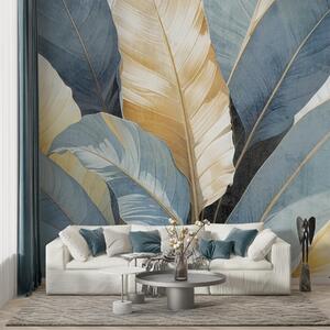 Tapet O vedere de aproape a frunzelor tropicale decorative mari, luxuriante și, Fototapet Natură, Fototapet Foi de palmier, w08373 : Uwalls.ro