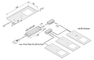Hera Lampă LED sub dulap Eco-Pad F set 3x 3000K alu, reglabil, Metalic, Bucătărie, Metal, Modern