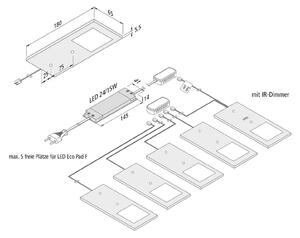 Hera Lampă LED sub dulap Eco-Pad F set 5x 4000K alu, reglabil, Metalic, Bucătărie, Metal, Modern, Ansamblu de mobilier