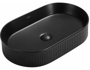 Mexen Grovo lavoar de blat canelat 49 x 31 cm, negru mat - 22304985