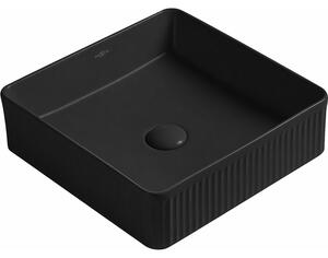 Mexen Grovo lavoar pe blat canelat 37 x 37 cm, negru mat - 22303785