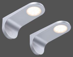 Paul Neuhaus Lampă LED sub dulap Amon, argintie, 15 cm lungime, set de 2, dimabil, reglabil, Gri, Bucătărie, Plastic, Modern