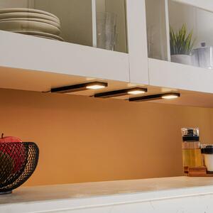 Lindby Amaryll LED lampă sub dulap, set de 3, negru, Negru, Bucătărie, Plastic, Modern, Ansamblu de mobilier
