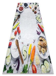 ANDRE 33580 covor lavabil Condimente, legume bucatarie, anti-alunecare - argint / verde