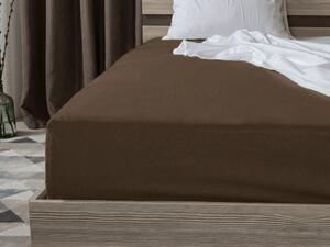 Cearsaf jersey cu lycra maro inchis 180 x 200 cm
