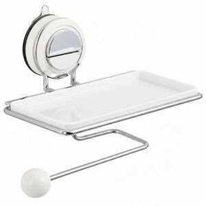 Veloraluxe™ Suport Hârtie Igienică Cu Prindere Prin Vacuum și Poliță, Alb
