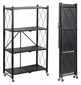Stackmax™ Pliabil Metalic Raft - 4 Niveluri, Negru