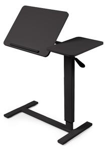 Masa reglabila pe inaltime cu lift pneumatic, blat 80x40 cm in 2 parti (inclinabil + rabatabil pentru depozitare), cu roti, 66–90 cm, baza tip „c” pentru pat/canapea, onuvio® - negru