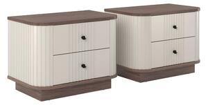 Set de noptiere Vesper 56 cm cu mânere negre - culoare cașmir / nuc