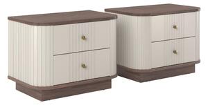 Set de noptiere Vesper 56 cm cu mânere aurii - culoare cașmir / nuc