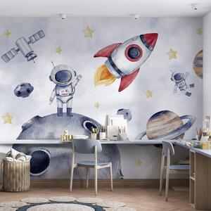 Tapet Astronauți în spațiu, Fototapet Spaţiu, w01461 : Uwalls.ro