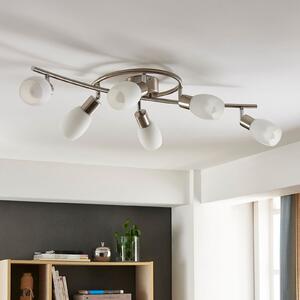 Lindby Spot Arda, 75 cm, 6 becuri, nichel, sticlă, E14, reglabil, Metalic, Camera de zi / sufragerie, Sticlă, Modern