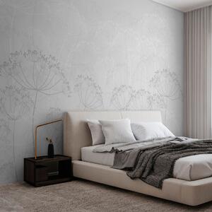 Tapet Plante fragede minimalism gri culoare, Fototapet Flori, Fototapet Flori Mari, w02105v2 : Uwalls.ro