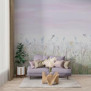 Tapet Flori sălbatice de epocă și cer gradient, Fototapet Acuarelă, w02192v1 : Uwalls.ro