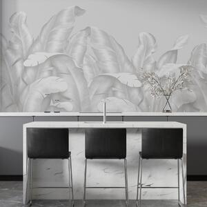 Tapet Frunze elegante în tonuri albe moi, Fototapet Natură, Fototapet Foi de palmier, w00019v2 : Uwalls.ro